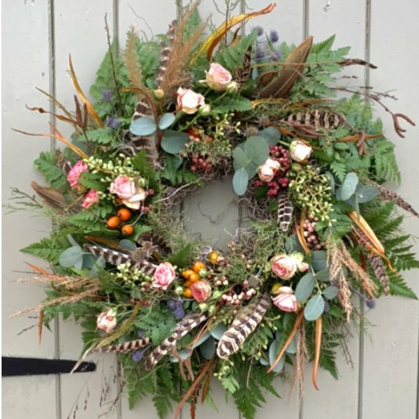 Summer Wreath with Feathers