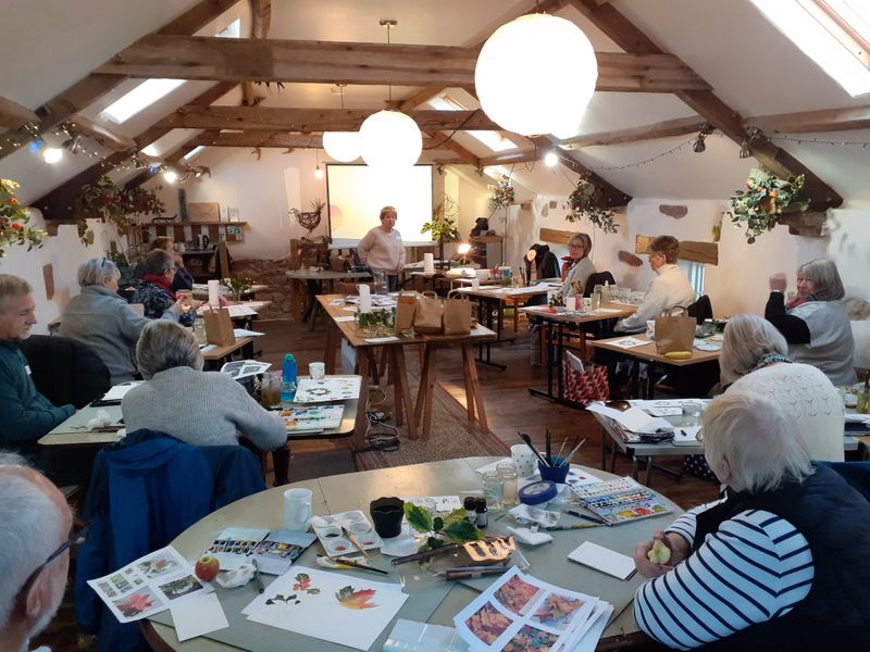 Christmas Cards Watercolours with Lyn Evans - a Quirky Workshops at Greystoke Craft Garden and Barns