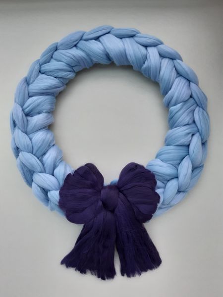 Blue Arm Knit Wreath Colour Choice
