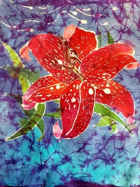 A beautiful Lily Batik, made on one of Crafts in the Valley textile workshops in Yorkshire.