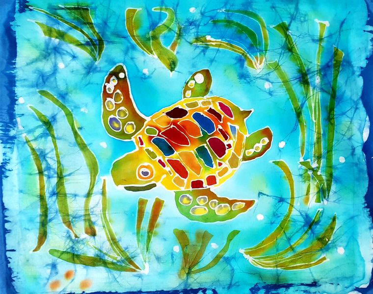 A very happy turtle, made by my lovely mum on my Batik workshop. Well done mum!