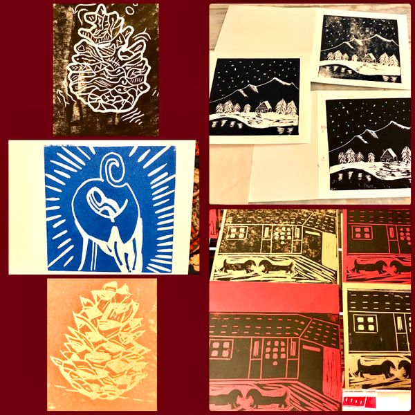 Linocut Christmas cards