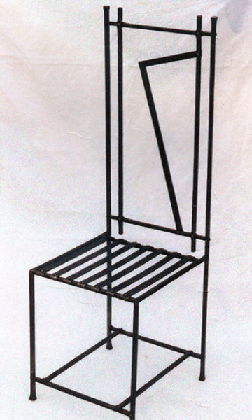 Wrought iron chair by tutor and artist blacksmith Julian Wadsworth in Huddersfield Yorkshire