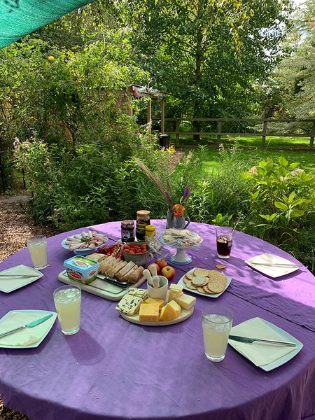 Lunch in the beautiful Blended Monkey gardens.
