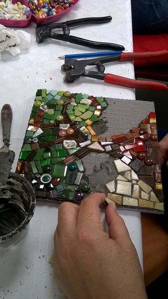 Mosaic workshop  in progress