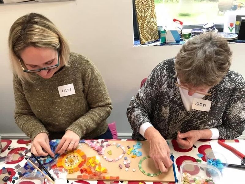 Mother and daughter mosaic class
