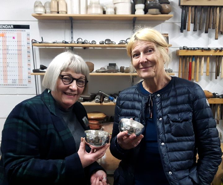 Jane and Lynn with their finished tumblers.