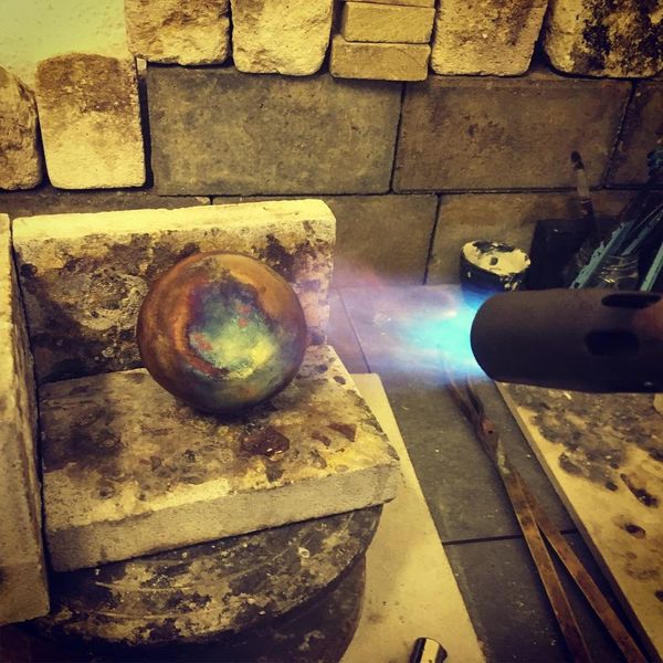 Annealing a bowl to soften the metal to continue the next round