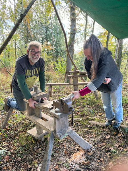 Drilling into the green wood