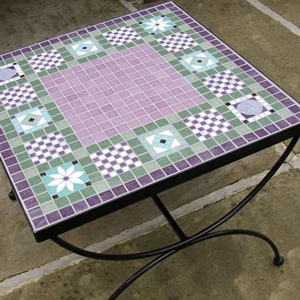 Mosaic table - student's work created on zantium studios mosaic course Derbyshire Peak District