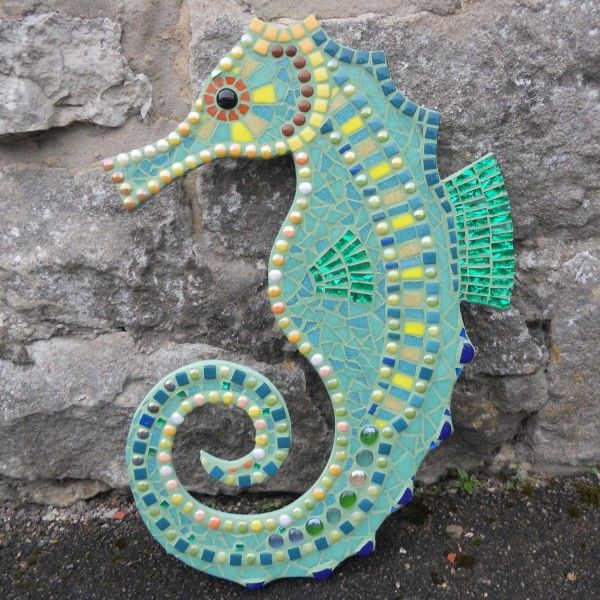 Mosaic seahorse - student's work created on zantium studios mosaic course