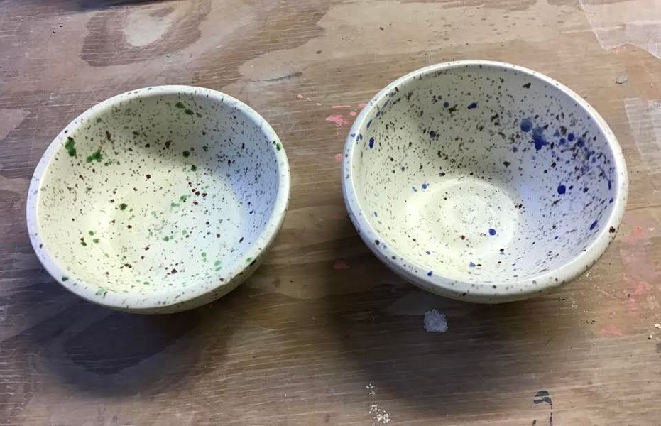 Thrown bowls with stone glaze