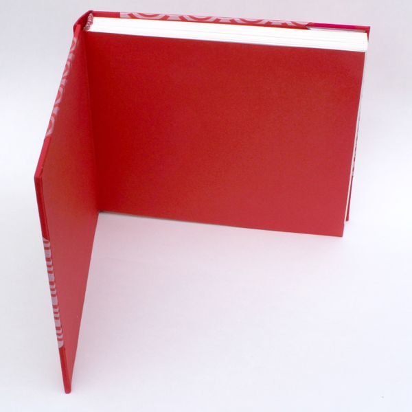 red endpapers of watercolour book