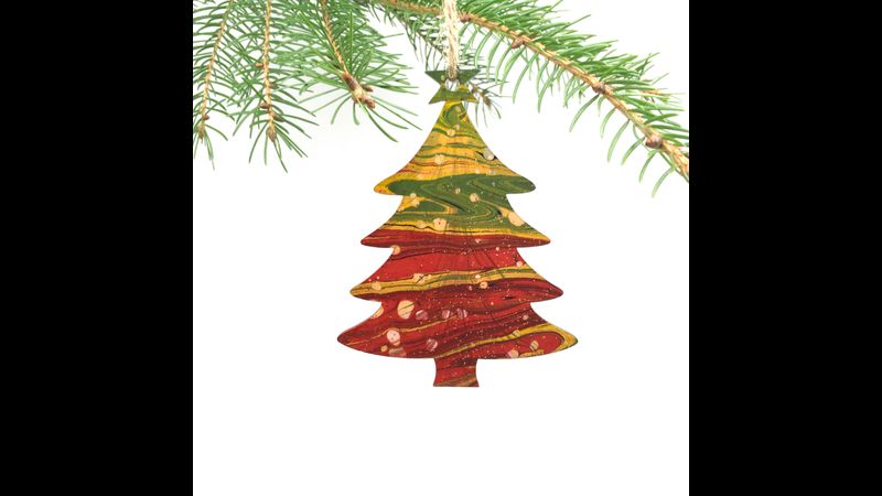 Christmas Marbled Woodcut Tree
