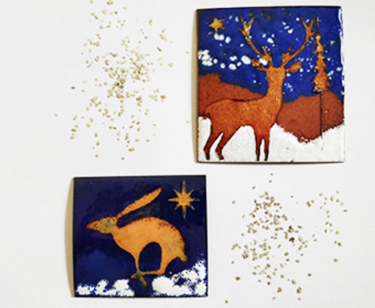 Examples of enamelled festive tiles