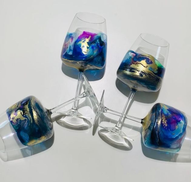 Resin Art Wine Glasses