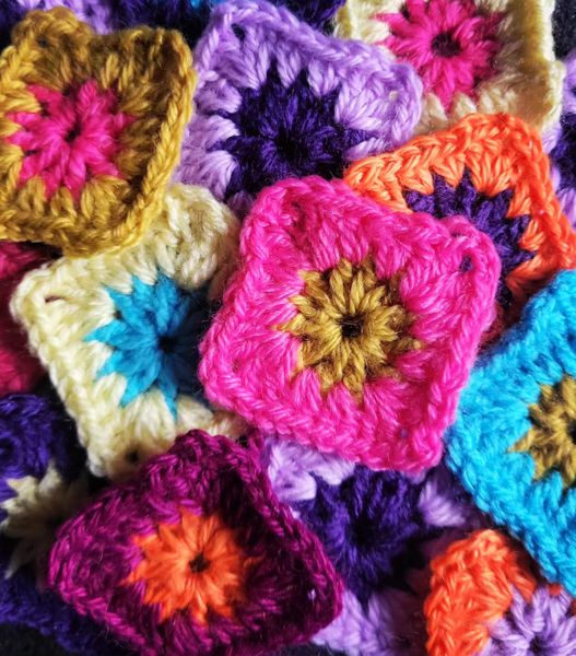 Small crochet granny squares.