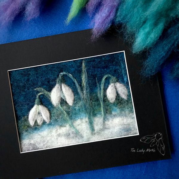 Snowdrops wool painting
