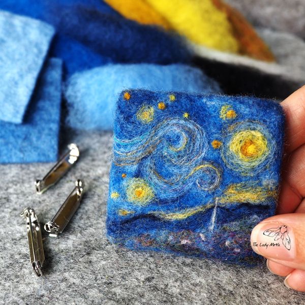 Starry Night inspired brooch