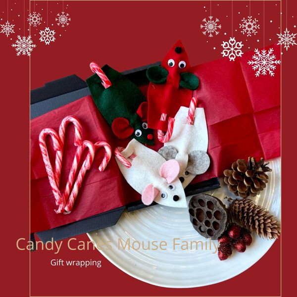 Candy Cane Mouse Family - gift wrapping