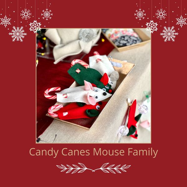 Candy cane mouse family in a group.