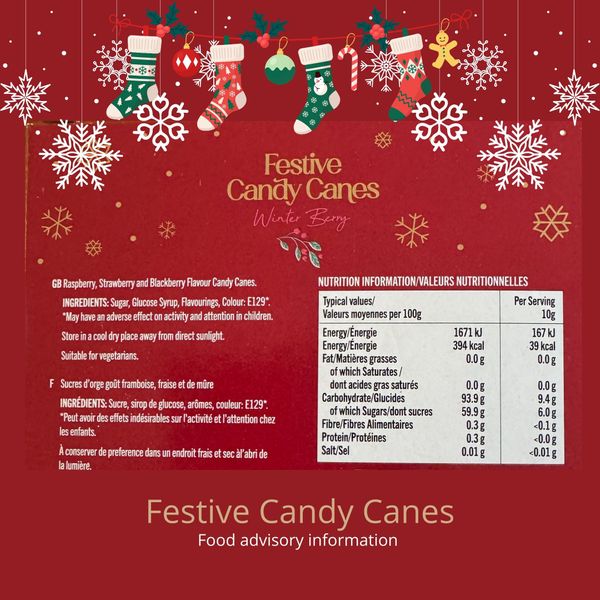 Candy cane food advisory information