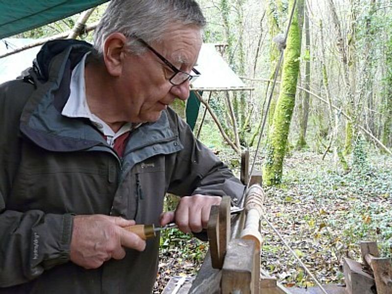 Turning components for the frame on the pole lathe