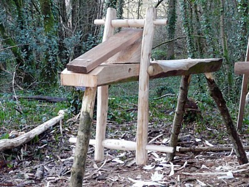 A traditional greenwood shave horse
