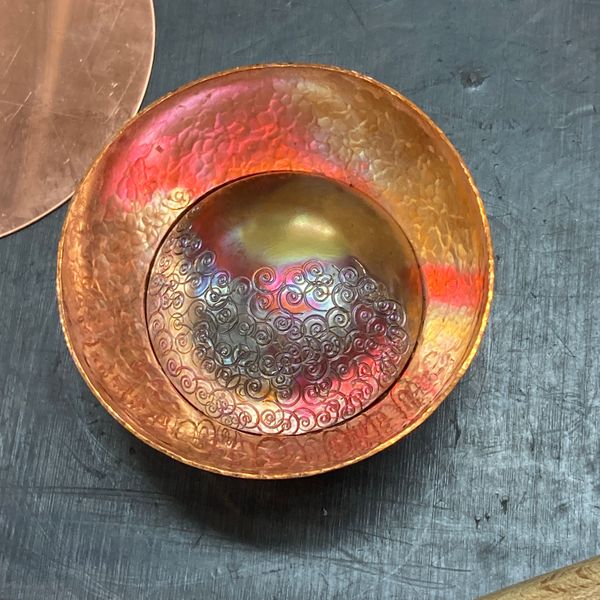 Flame coloured copper