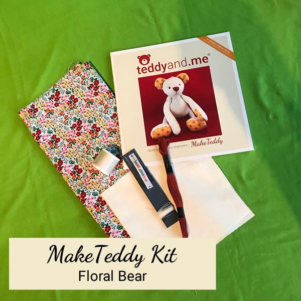 MakeTeddy Sewing Kit - Floral Bear - Contents