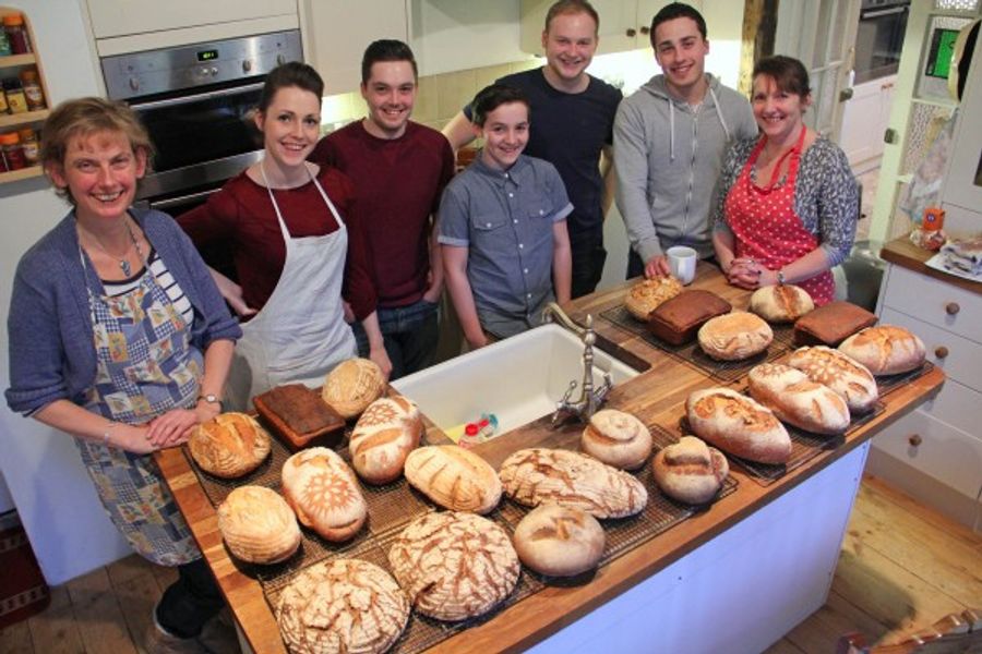 Students at The Artisan Bakery School in Sparkwell, Devon.