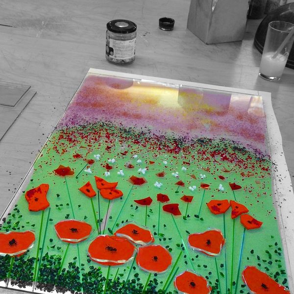 Poppy panel made on this course, fabulous colour & composition