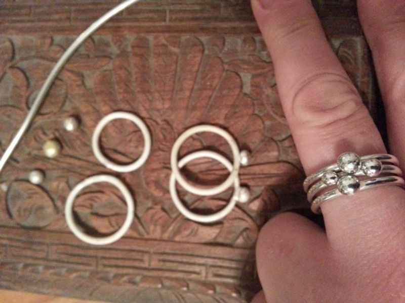 Students silver rings from silver jewellery workshop