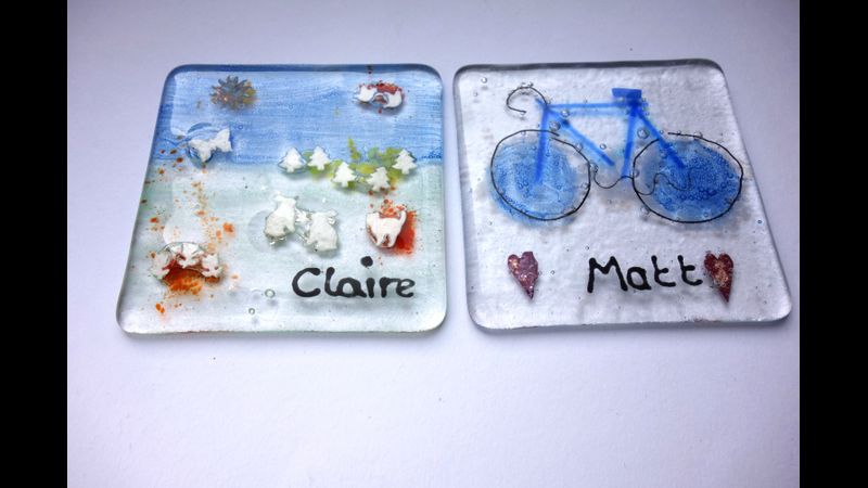 Fused Glass Tile or Coaster Pair class, Leyland Studio