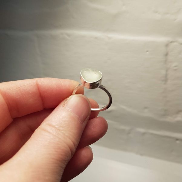 A student's own seaglass in a bezel set ring.