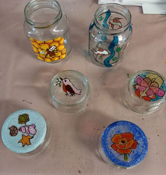 Work from a glass painting course in October 2021