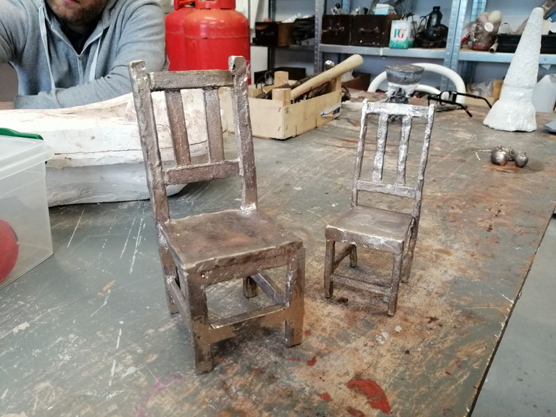 Bronze miniature chairs