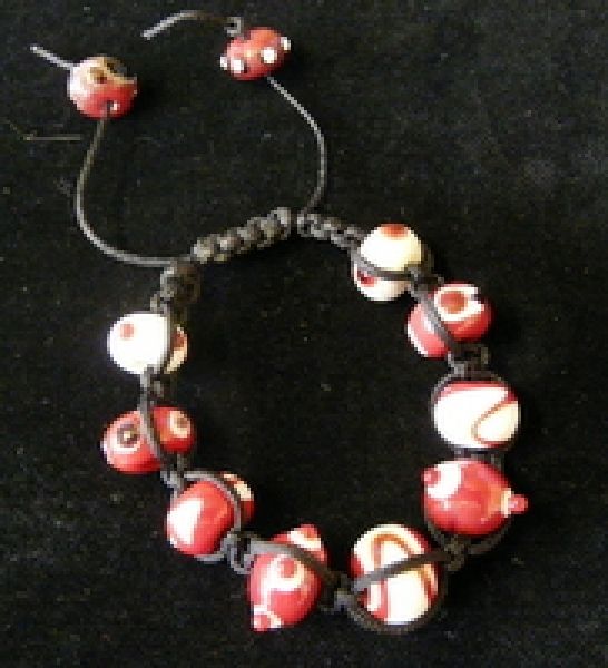 Macrame style bracelet made from lampwork beads