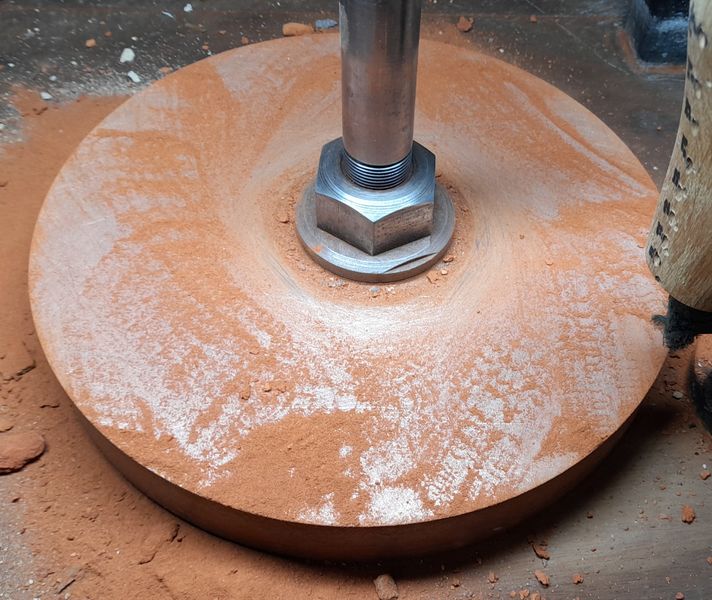 Copper Polish Lap that has just been 
scrubbed to trap the diamond polishing compound