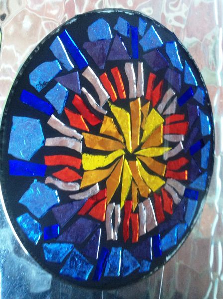 Glass Mosaic Mandala hanging in the window, Preston, Lancashire
