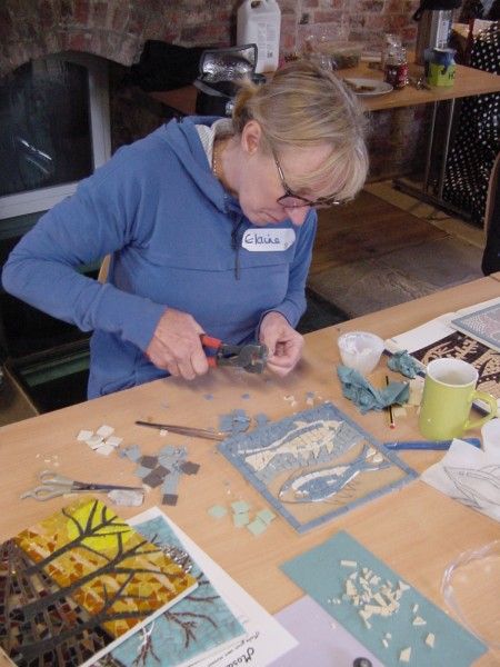 Student on mosaic workshop in York, North Yorkshire