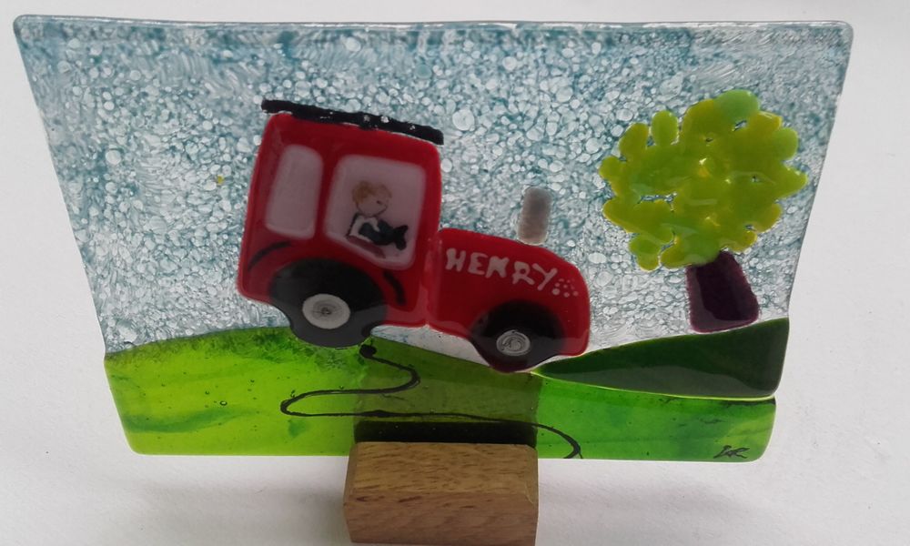 Redcurrant Glass Red Tractor Plaque