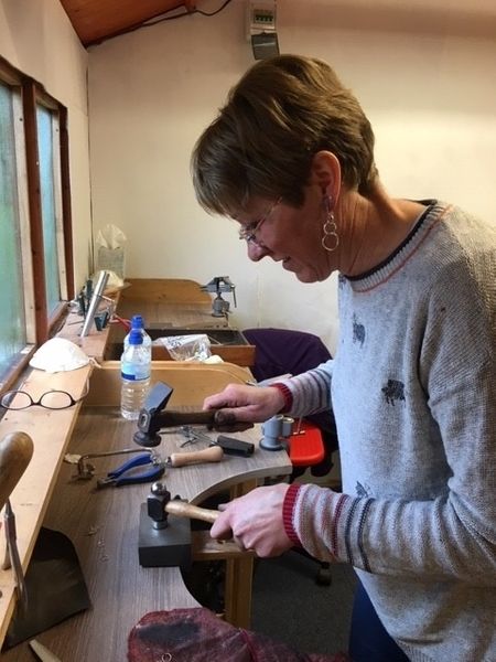 Janet hard at work finishing off her earrings