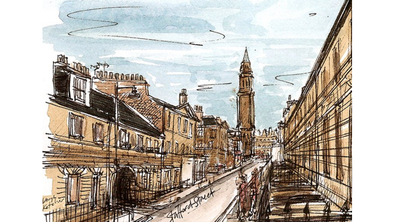 Georgian perspectives captured in sketching with watercolour with the Edinburgh Sketcher