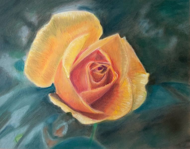 Soft pastel painting created by a student at interactive online art classes
