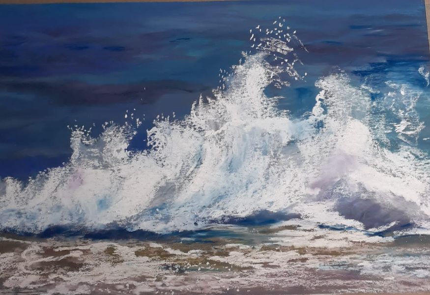 The great wave by Linda created at Introduction to Soft pastels course