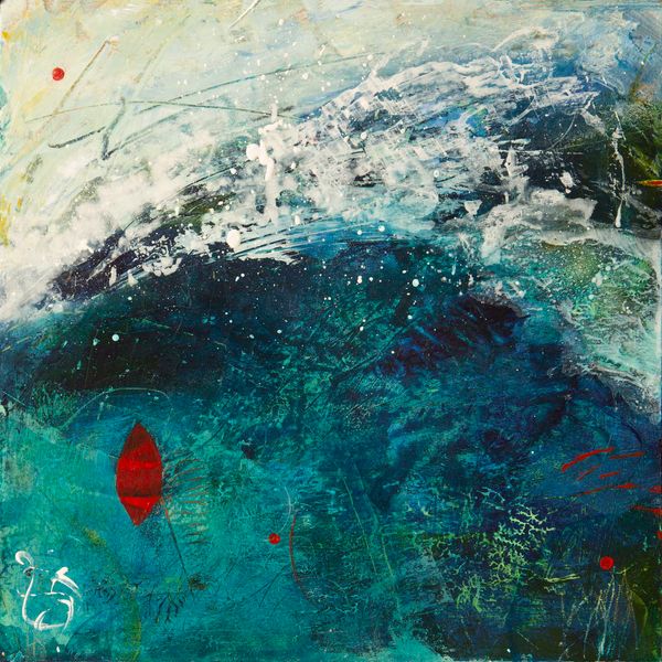 Lynn's painting from 2021, 'Flounderling', acrylic on board. This was exhibited in the Society of Women Artists.