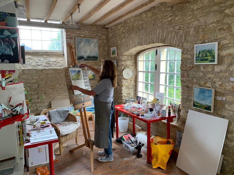 Lynn's studio in the Silk Mill, Frome where the painting workshop is held.