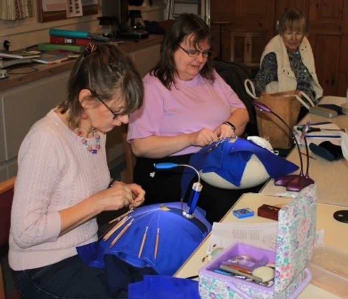 Students Learning Lace