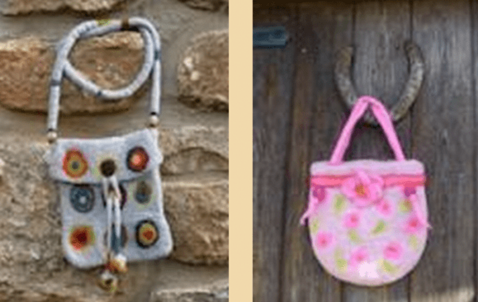 Grey Spotty bag  and pink flower bag